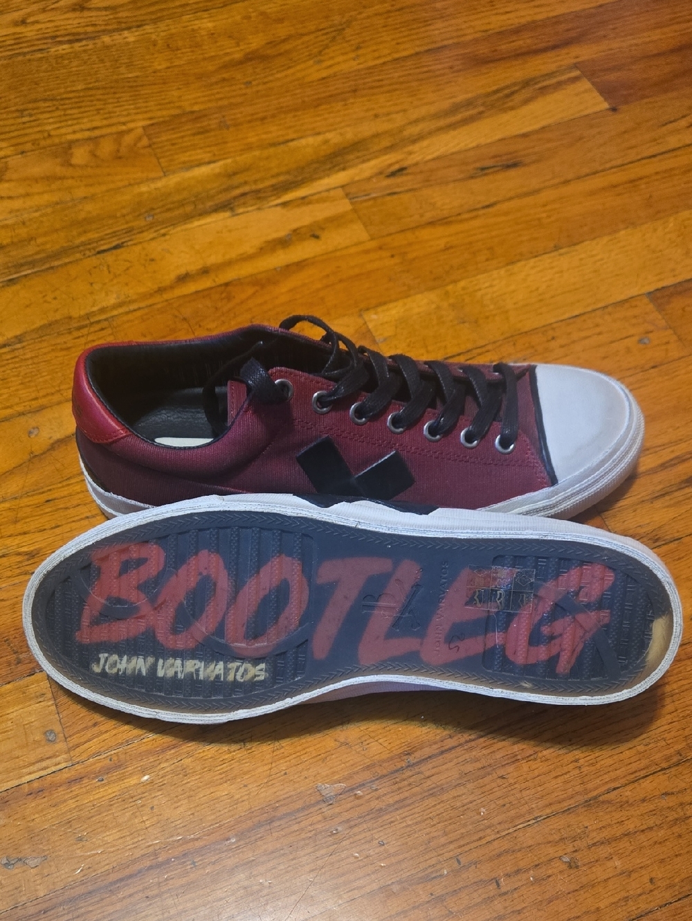 John Varvatos Bootleg Vulcanized X Low Top Sneaker|Cherry Red Black| 10.5 RARE